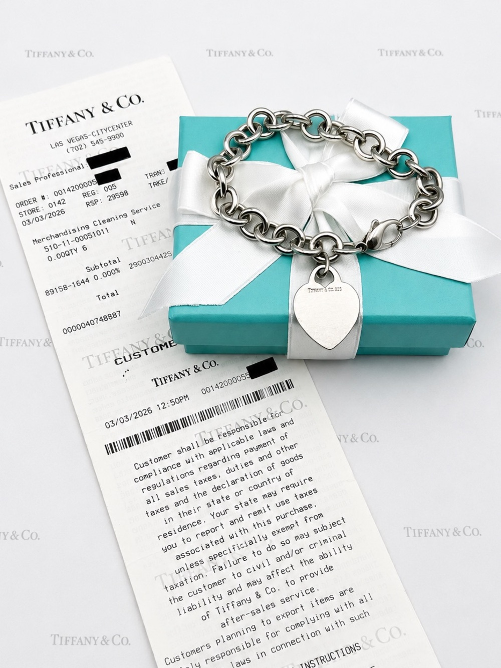 Tiffany & Co. Heart Tag Charm Bracelet Sterling Silver 925 Gift Box & Pouch - Picture 3 of 10